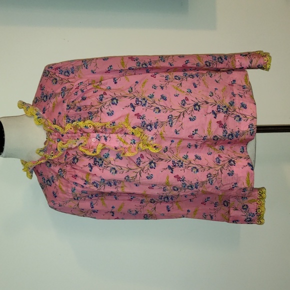 J. Crew Liberty Fabric Pink Cotton Floral Wheat Bouquet Ruffled size medium - Picture 1 of 11